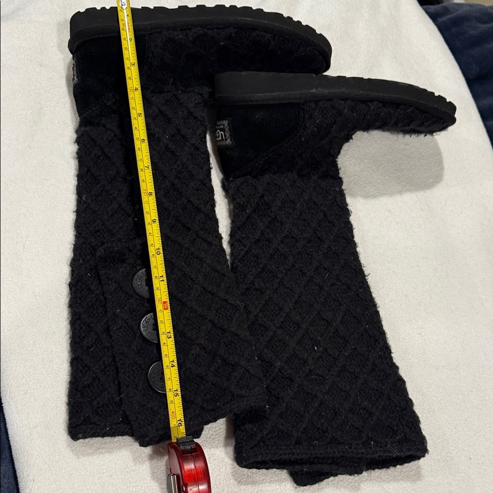 UGG Black Ankle Boots with Button Detail - Picture 5 of 9